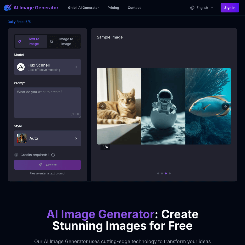 Free AI Image Generator | Transform Text to Stunning Images Using Multiple AI Models