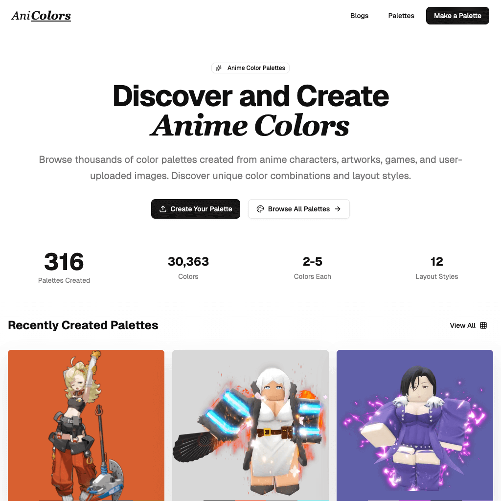 Discover & Create Anime Colors | AniColors