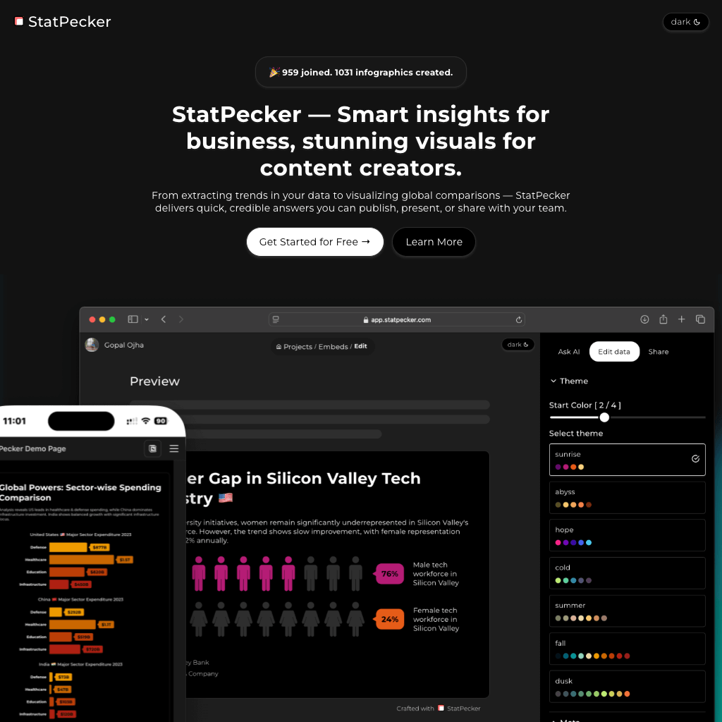 StatPecker · Smart insights for business, stunning visuals for content creators.