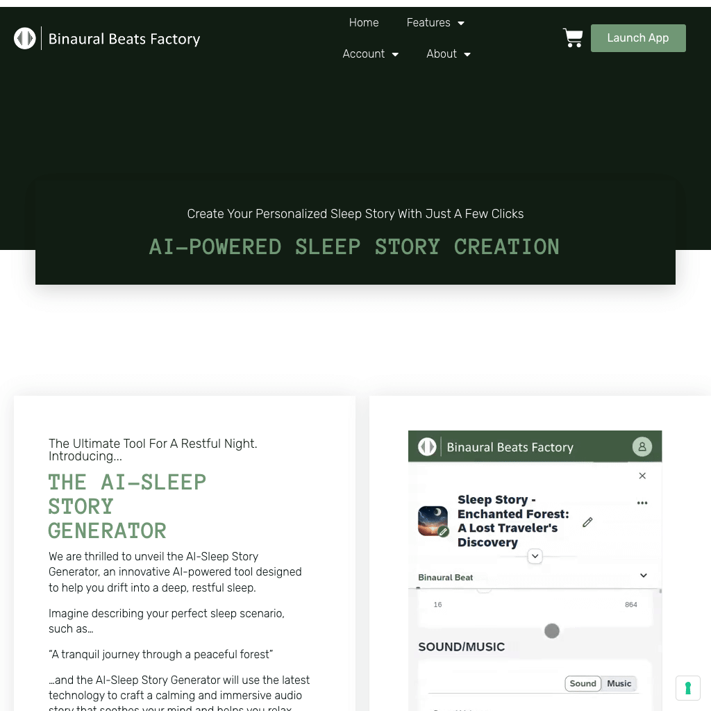 AI-Powered Sleep Story Generator - Binaural Beats Factory