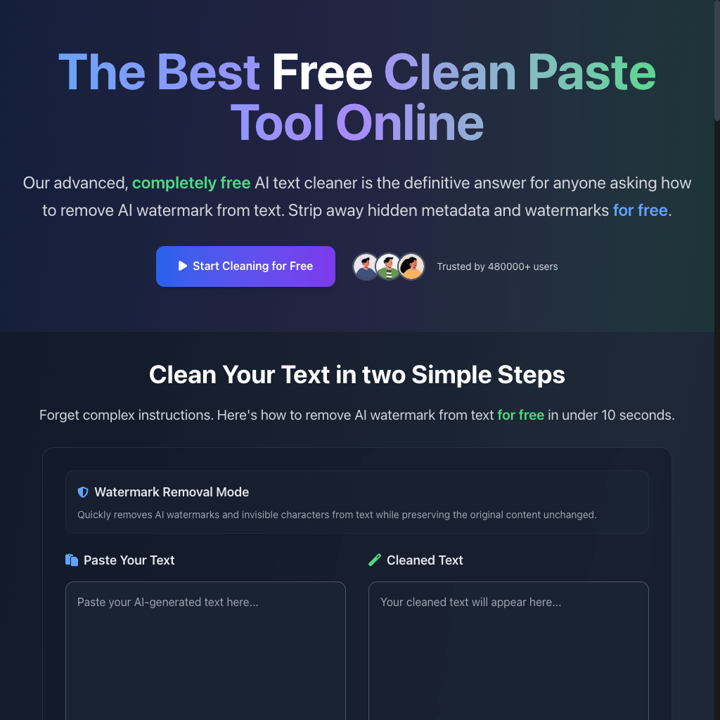 Clean Paste | The Ultimate Free AI Text Cleaner to Remove Watermarks Instantly