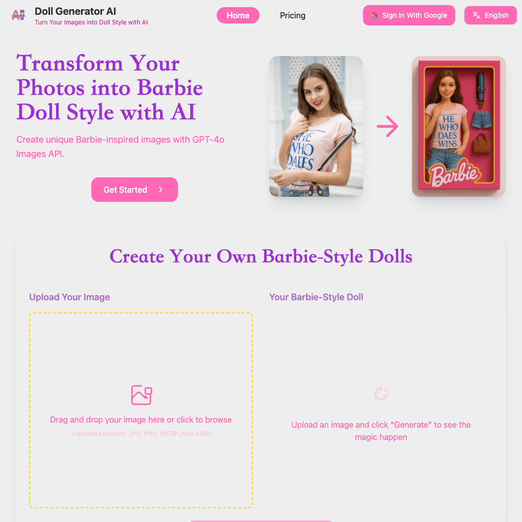 AI Barbie Doll Generator - Transform Photos to Barbie Style