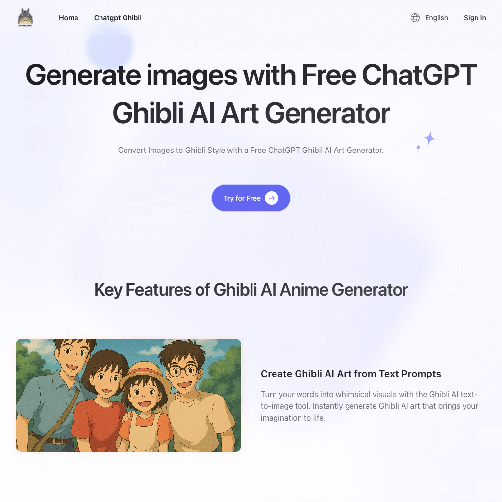 Ghibli Art AI Generator – Create Ghibli-Style Images with ChatGPT for Free