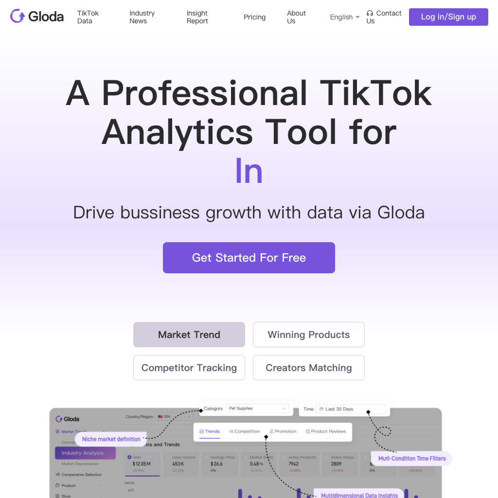 TikTok Data Analysis Platform & Service Provider-Gloda