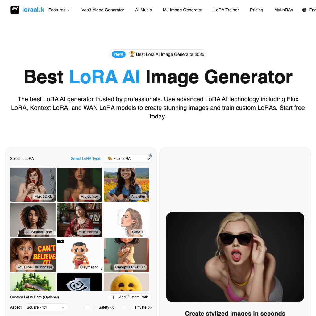 Best LoRA AI Image Generator | #1 Flux LoRA Platform