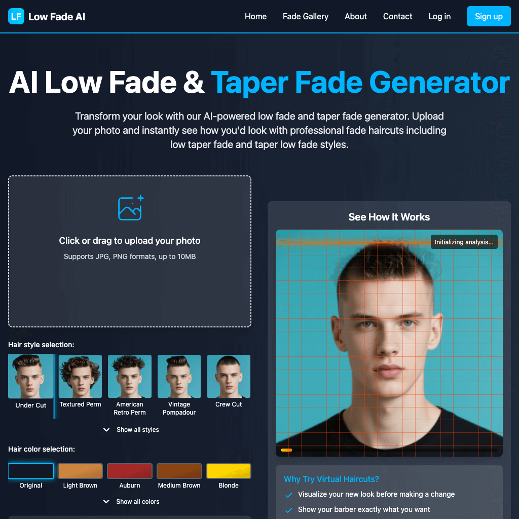 Create Your Perfect Low Fade or Taper Fade Hairstyle Online - Low Fade AI