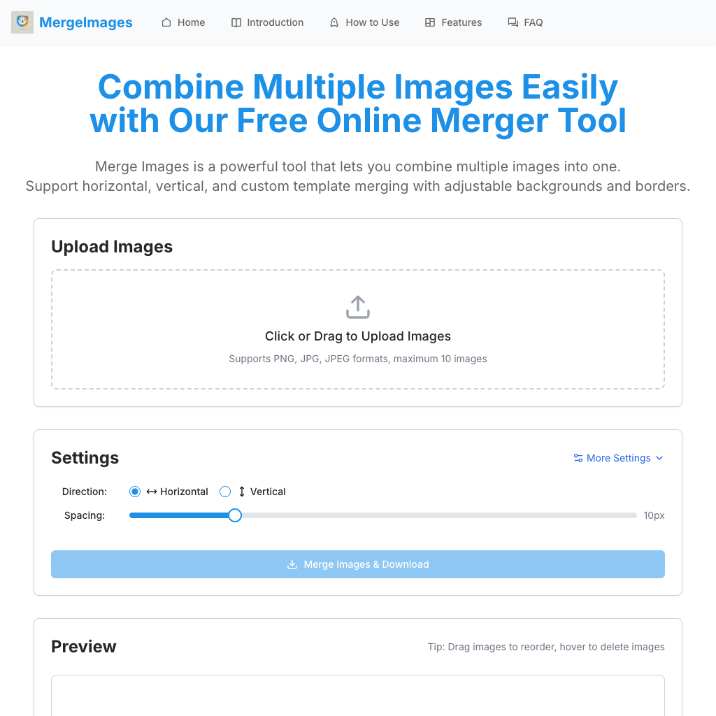 MergeImages - Free Online Tool to Combine Multiple Images