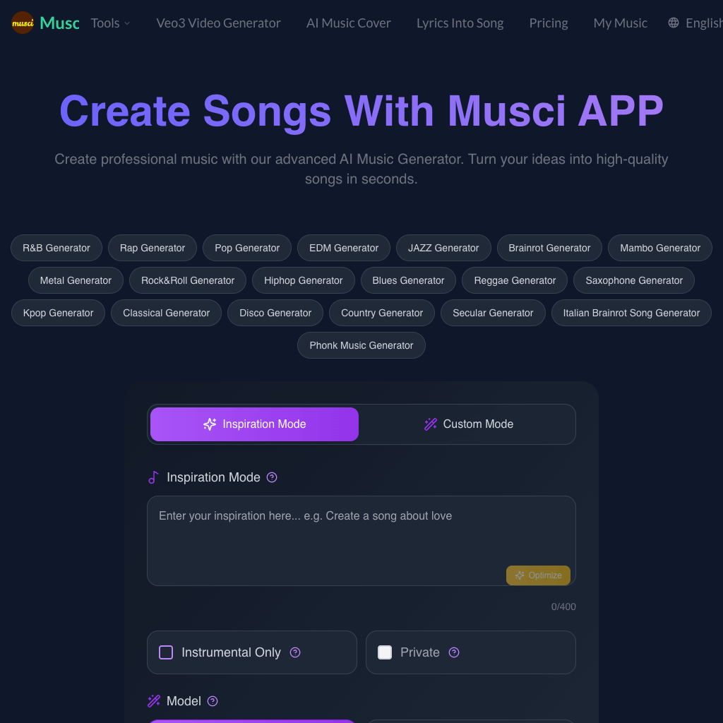Musci | AI Music Generator & Audio Creation Platform