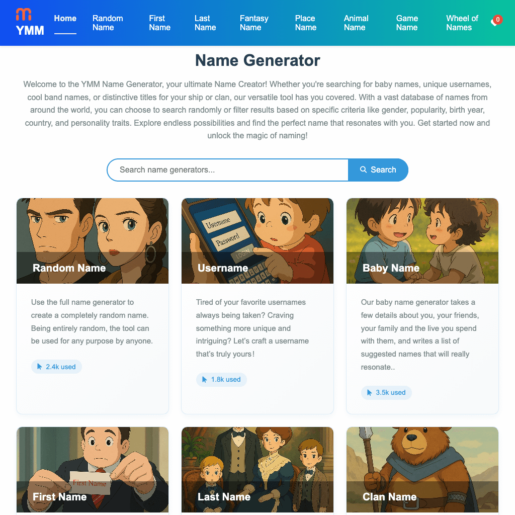 Name Generator | Free AI-Powered Tool for Baby Names, Gaming & Social Media