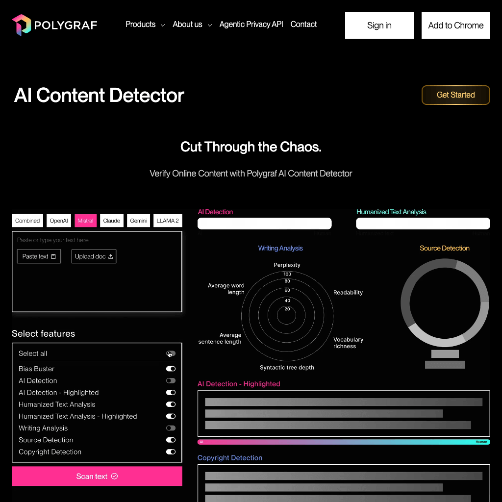 AI Content Detector by Polygraf AI for ChatGPT, Gemini, Claude & Grammarly