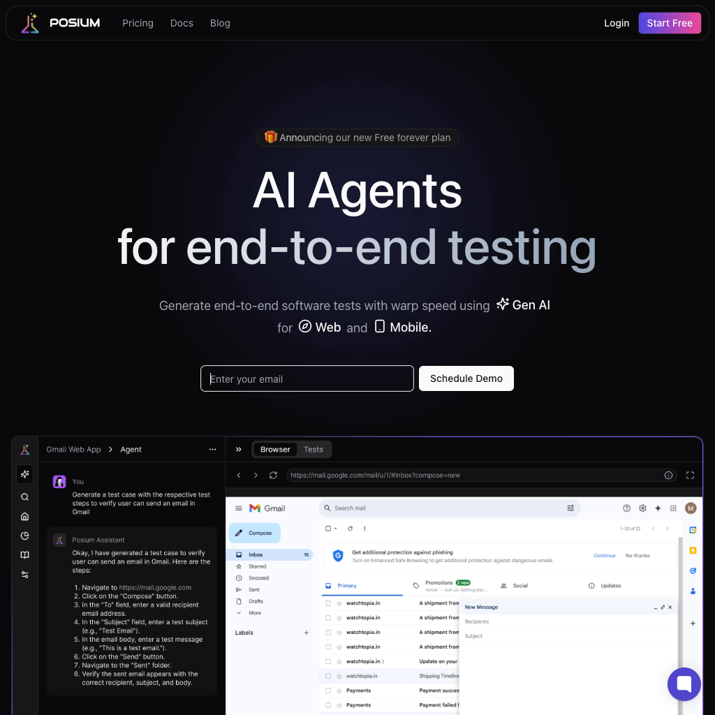 Posium - AI Agents for End-to-End Testing