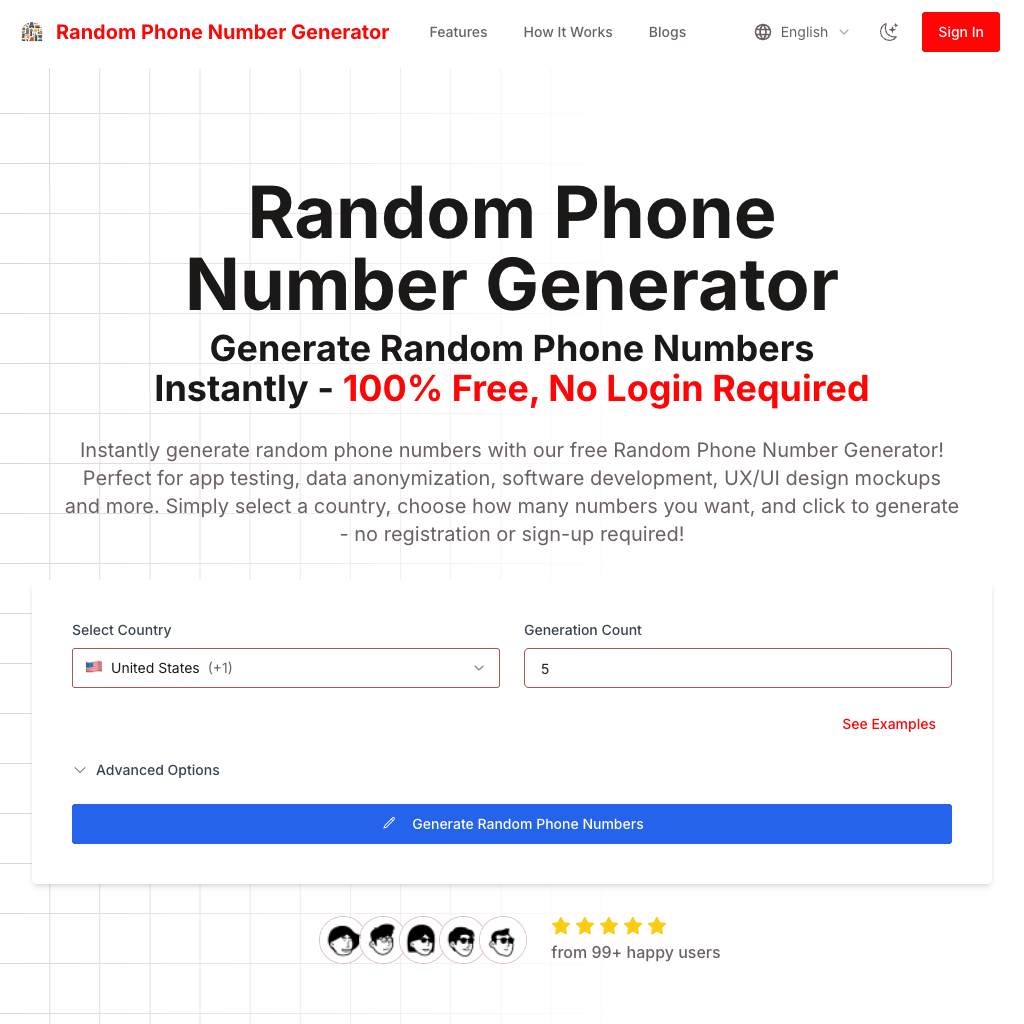Random Phone Number Generator | Create Instant Lists of Realistic Phone Numbers