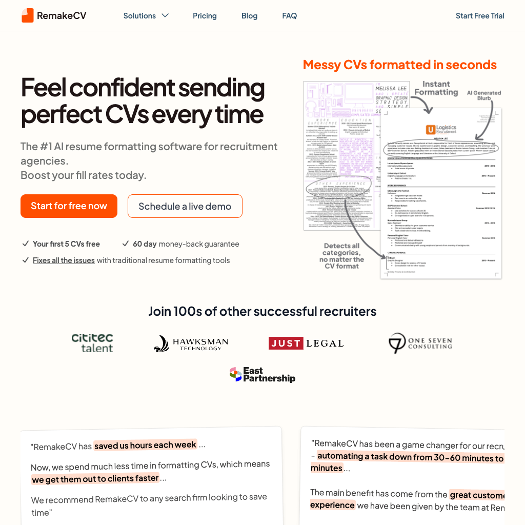The #1 Automated Resume/CV Formatter for Recruitment Agencies