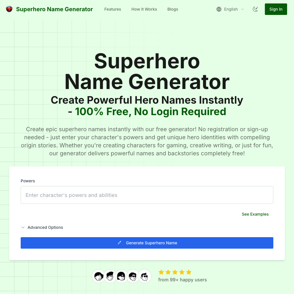 Superhero Name Generator | Create Epic Hero Names from Powers