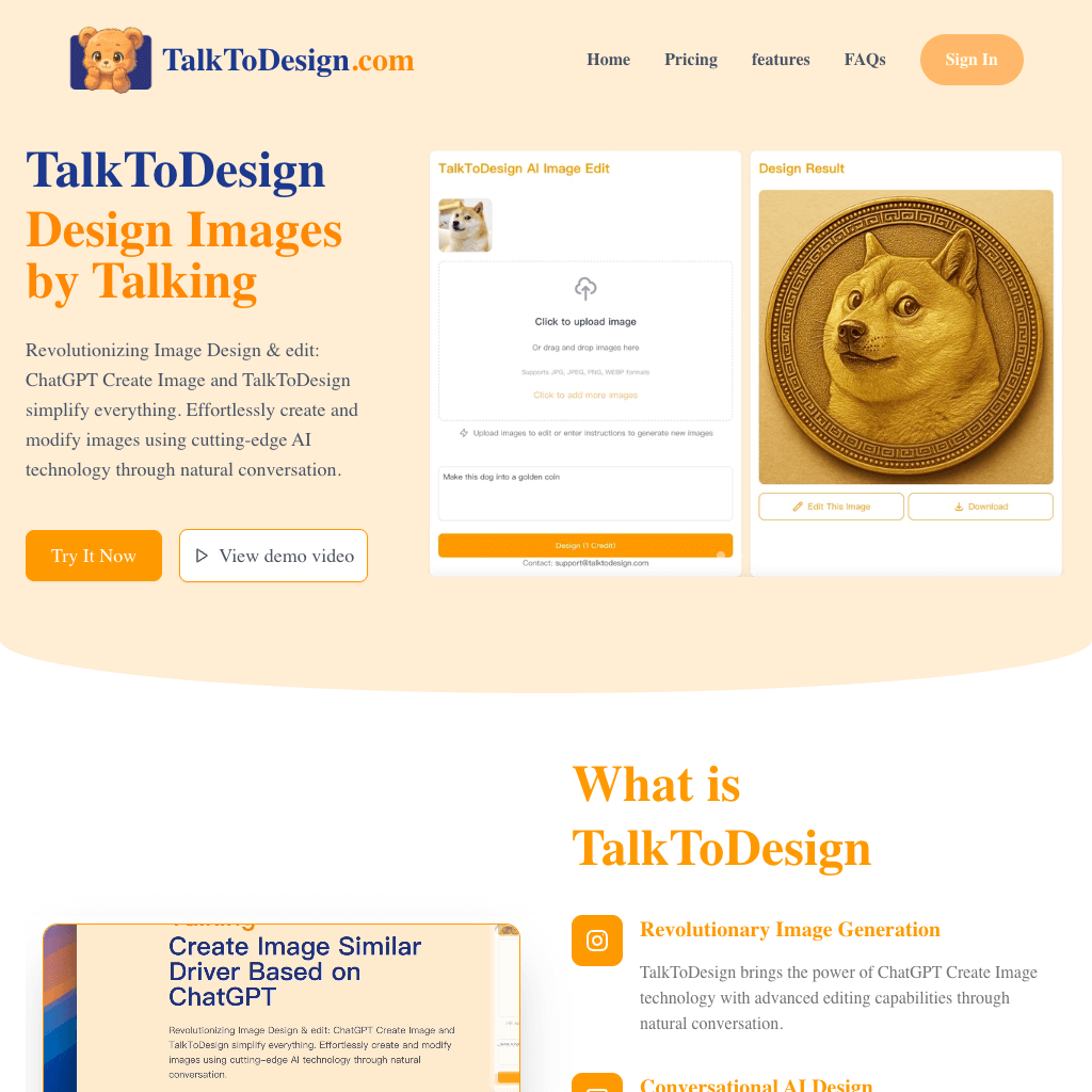 Talk To Design: ChatGPT Create Image | TalkToDesign