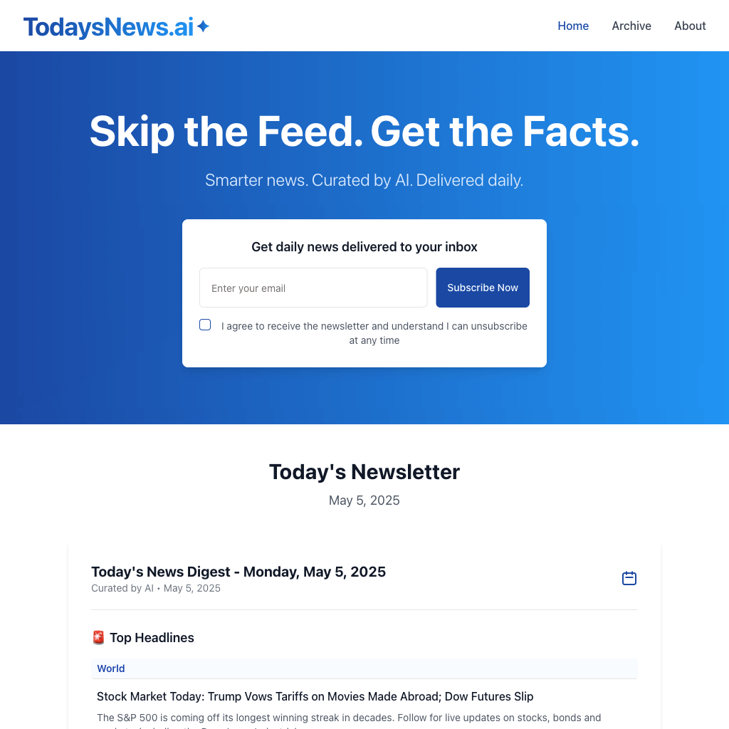 Today's Top News Headlines | TodaysNews.ai