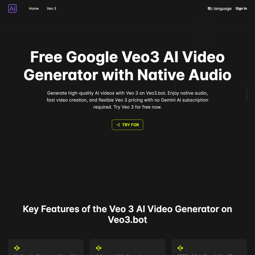 Free Access to Google Veo 3 AI Video Generator with Native Audio | Veo3.bot