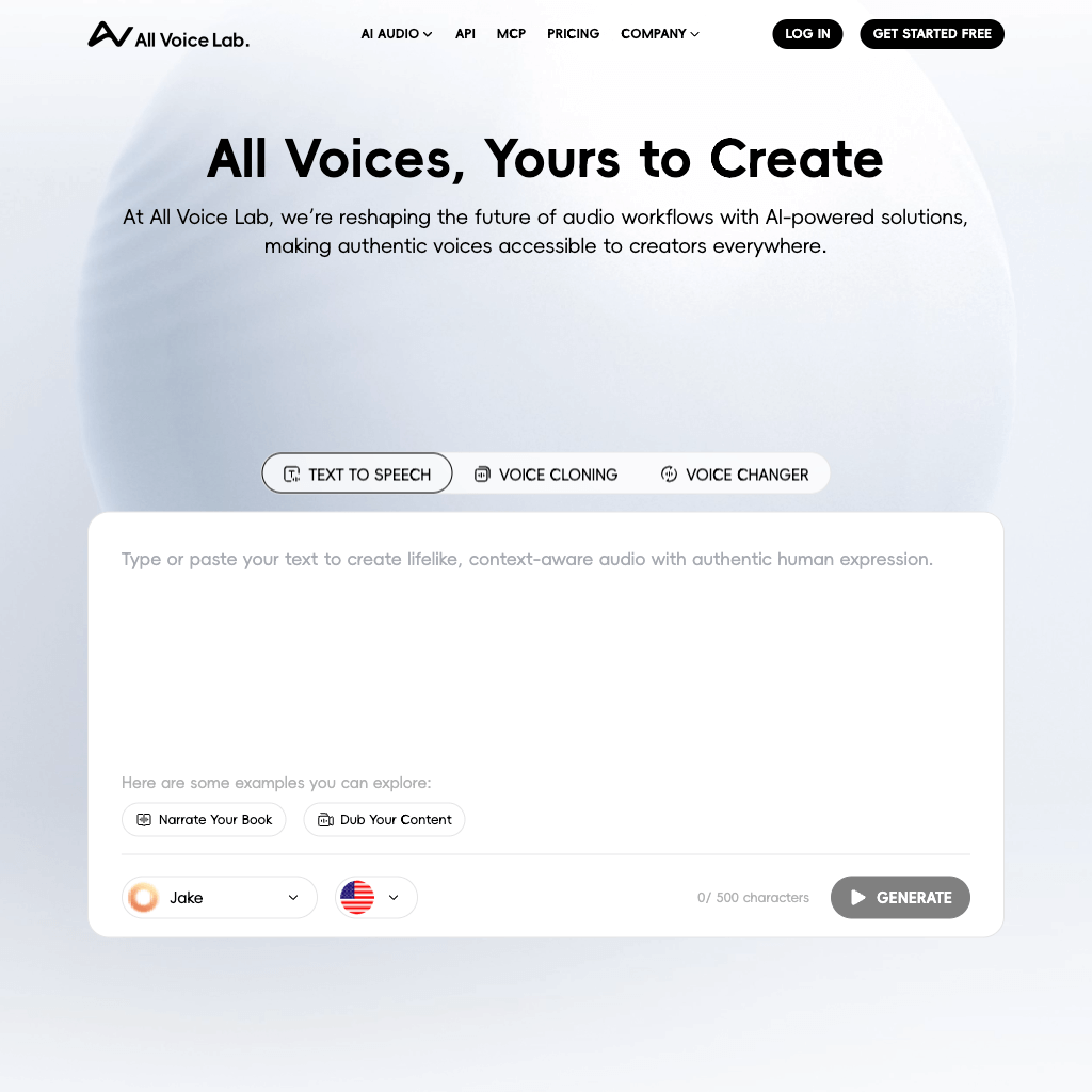 AI Voice Changer, Text-to-Speech, & Voice Cloning | All Voice Lab