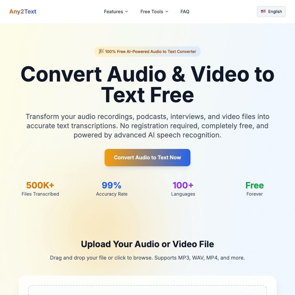 Convert Audio & Video to Text Free | Any2Text