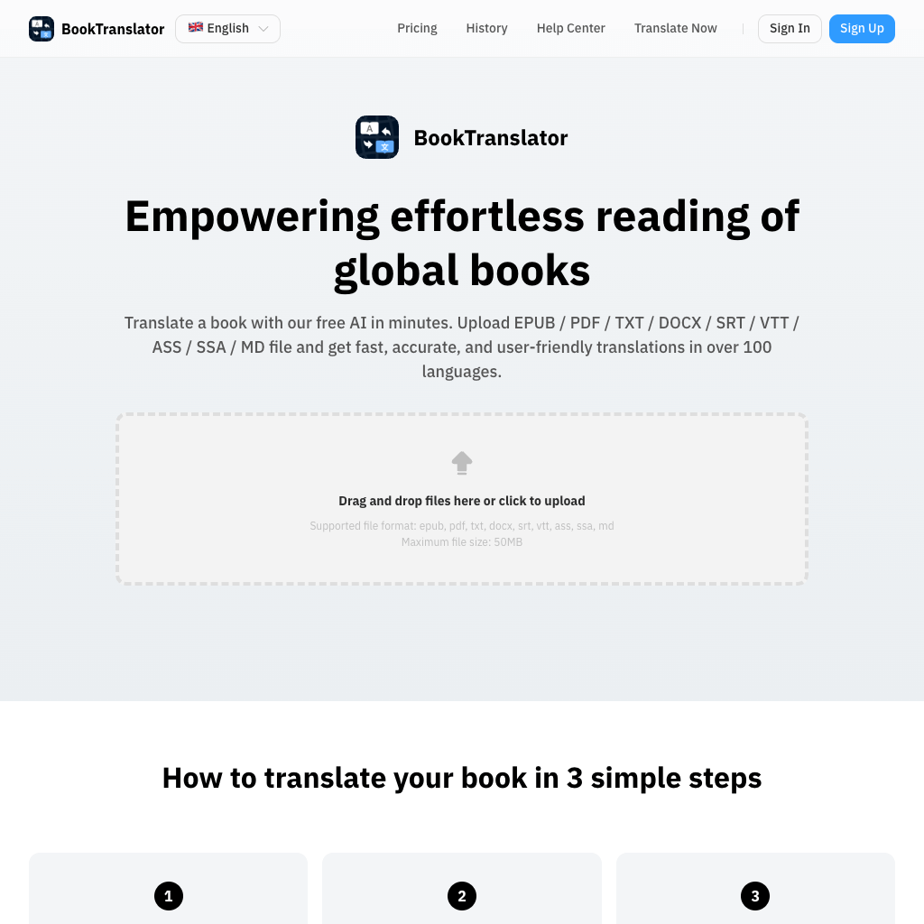 Book Translator - Online EPUB/PDF AI Book Translation Tool