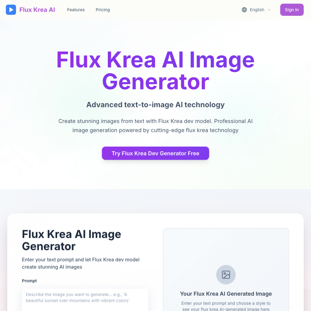 Flux Krea AI Image Generator - Free Text to Image