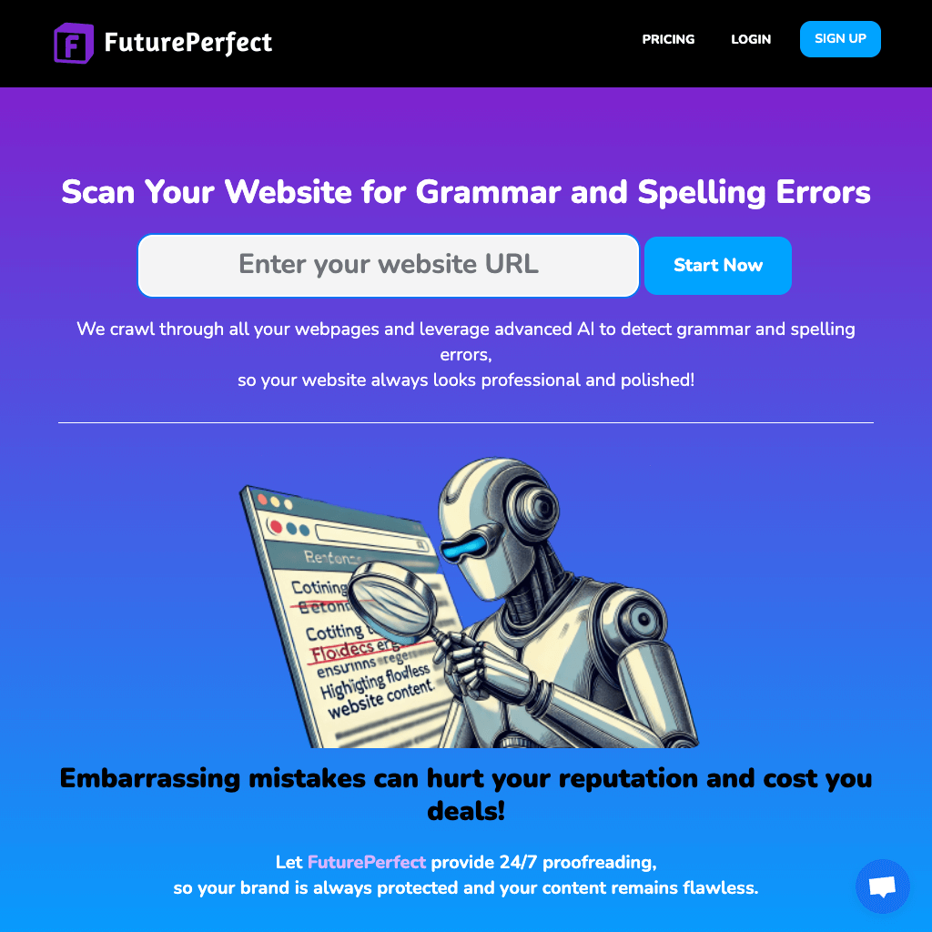 FuturePerfect: your Website's 24/7 Spelling and Grammar Guardian