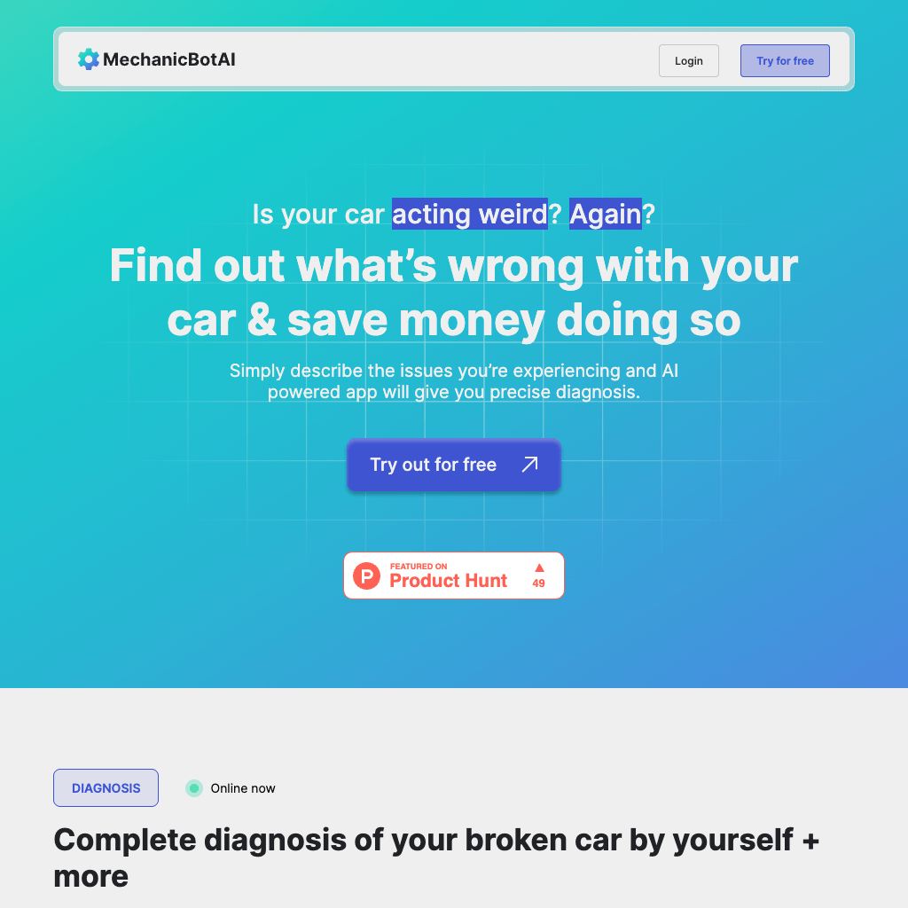 MechanicBotAI | AI Diagnosis For Yor Car