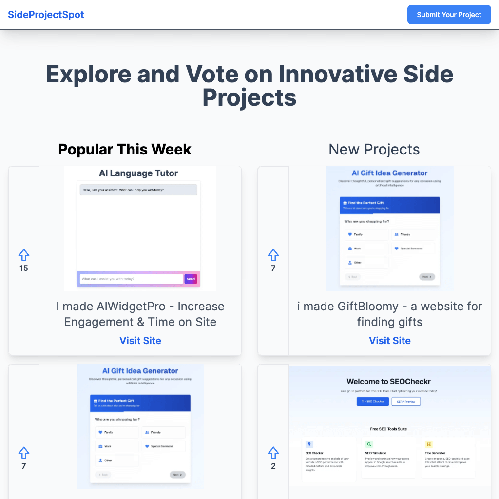 Discover Innovative Side Projects | Project Showcase
