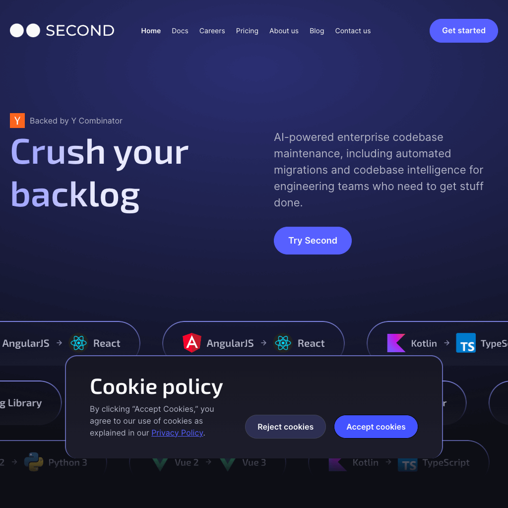 Second | AI-driven Enterprise Codebase Maintenance | Automated Migrations