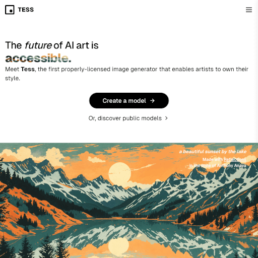 Tess — The First AI Image Generator that Pays Artists